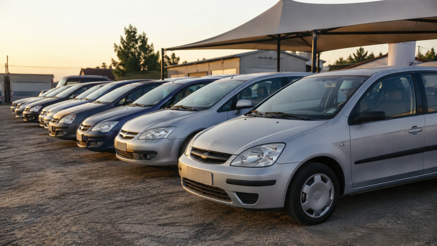 Guía de compactos de segunda mano: fila de coches usados en un concesionario